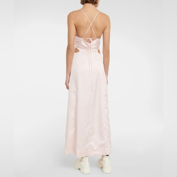 GANNI Pink Gingham Halter Maxi Dress XXS NWT - Picture 2 of 9